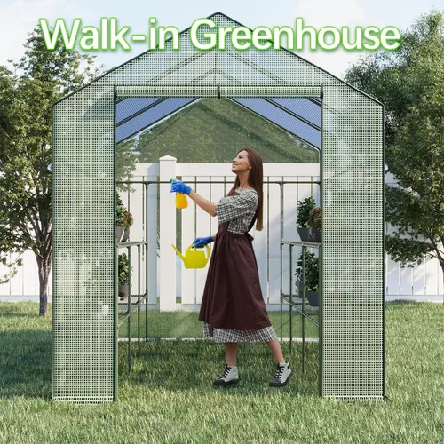 Miniatura 2 de Invernadero grande de 9.75 pies, invernaderos verdes impermeables para jardín al aire libre, invernadero portátil para el patio con cremallera