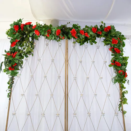 Miniatura 5 de Syhood Guirnalda de rosas artificiales, enredaderas y hojas, pancartas colgantes, guirnalda floral falsa para boda, arco, ceremonia, hogar, jardín