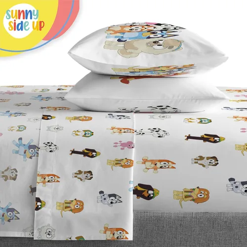 Miniatura 5 de Sunny Side Up Bluey & Friends - Juego de edredón tamaño completo, ropa de cama infantil de 7 piezas, incluye edredón, sábanas y funda de almohada