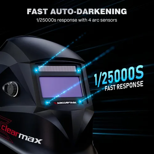 Miniatura 3 de ARCCAPTAIN Casco de Soldar con Pantalla de Visualización Grande, Claridad Óptica Superior 1/1/1/1, Capucha de Soldar con Oscurecimiento Automático
