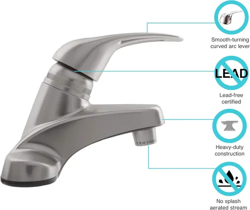 Miniatura 2 de Grifo de lavabo RV de una palanca Dura Faucet: grifo para baño RV para casas rodantes modernas de distintos tipos, Níquel satín cepillado