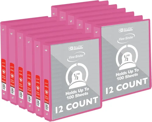 Miniatura 17 de BAZIC Products Carpeta organizadora de 3 anillas de 1/2 pulgada con vista económica, color negro, anillo redondo, capacidad para 100 hojas de papel