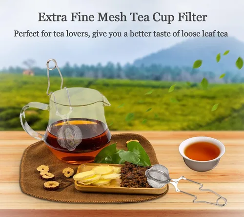 Miniatura 6 de Exptolii - Filtro de té Snap Ball, paquete de 2 filtros infusores de té de acero inoxidable con asa para té de hojas sueltas, especias, condimentos