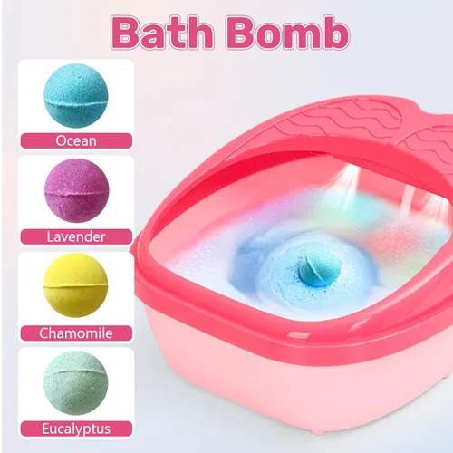 Miniatura 8 de Kit de spa de pies y arte de uñas para niños de 4 a 12 años, juego de spa de pies todo en 1 con luces coloridas y juego de manicura, divertido kit