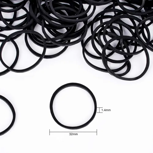 Miniatura 3 de HOYOLS Bandas de goma elásticas grandes de 1 1/4 pulgadas para ligas de pelo negro, trenzas, bandas de goma de plástico para mujeres y niñas