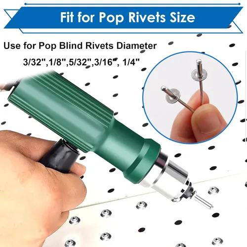 Miniatura 4 de 375 piezas de arandelas de remache pop plateadas, kit surtido para remaches pop de diámetro 3/32", 1/8", 5/32", 3/16", 1/4" de acero inoxidable 304