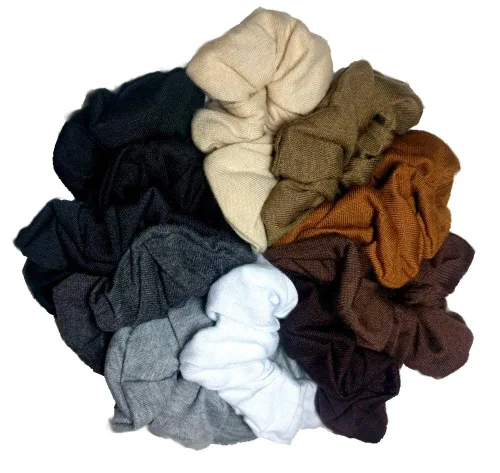 Miniatura 4 de Algodón Scrunchie Set, conjunto de 10 algodón suave Scrunchies, Completamente negro