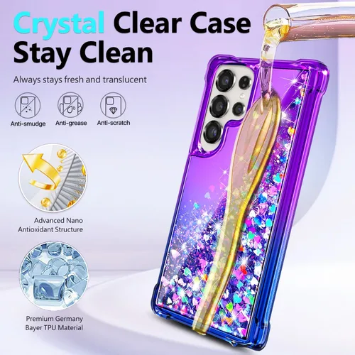 Miniatura 126 de NGB - Funda de teléfono diseñada para Samsung Galaxy S9+ Plus, morado/azul, con purpurina líquida para mujeres y niñas, con protector de pantalla