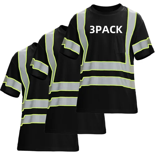 Miniatura 14 de sesafety Camisas de alta visibilidad para hombre clase 3 Hi Vis, camisetas reflectantes de construcción para hombres con bolsillo, camisetas