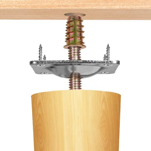Miniatura 5 de Placas de montaje de pata de mueble Anwenk, placas de fijación de patas de muebles de fuerza industrial T-Plate 5/16" (M8) patas de sofá con pernos