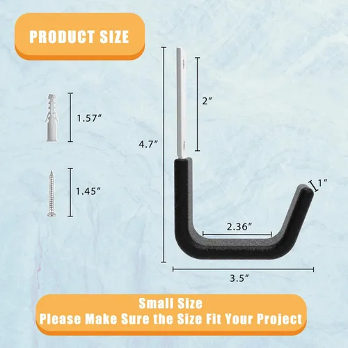 Miniatura 2 de Ganchos de utilidad resistentes para montaje en pared de almacenamiento, ganchos de pared de garaje para manguera, bicicleta, escalera, motosierra