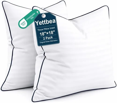 Miniatura 9 de Yettbea Juego de 2 rellenos de almohada de 12 x 20 pulgadas, relleno alternativo de plumón suave de alta calidad, almohadas decorativas para sofá