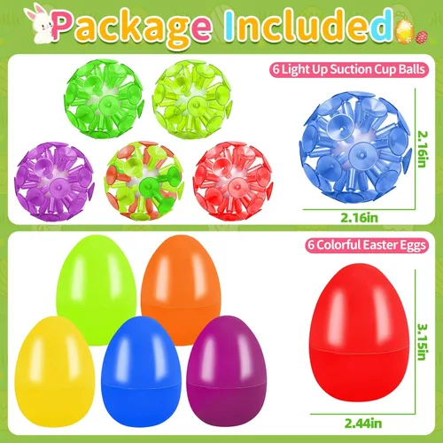 Miniatura 2 de Paquete de 6 huevos de Pascua rellenos con bolas de copa de sol iluminadas, huevos de Pascua rellenos con juguetes para ansiedad para niños