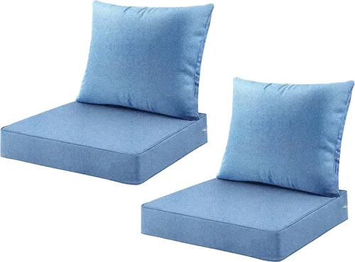 Miniatura 18 de ARTPLAN Juego de 2 cojines de asiento profundo con respaldo, cojines de sofá para exteriores para todo tipo de clima, tela de poliéster, espuma