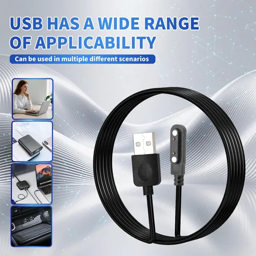 Miniatura 7 de Cable cargador de reloj inteligente, accesorios magnéticos para SmartWatch, cable de carga de 2 pines, espacio entre pines de contacto del cargador