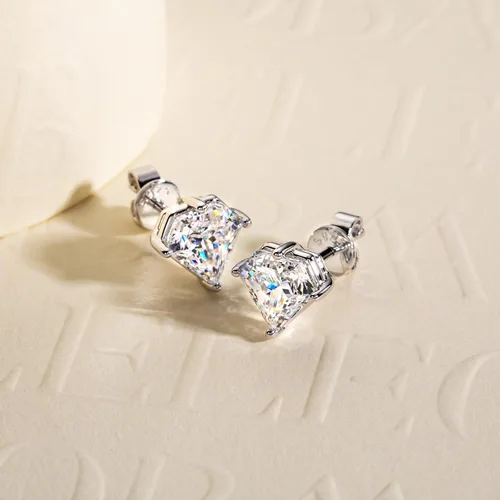 Miniatura 3 de 3cttw-6cttw Cubic Zirconia Stud Earrings 5A Grade CZ Diamond Shaped Earrings for Women Men