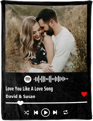 Miniatura 2 de Envío al día siguiente, manta personalizada con foto, mantas con foto personalizadas, manta personalizada de Spotify, regalos divertidos 01