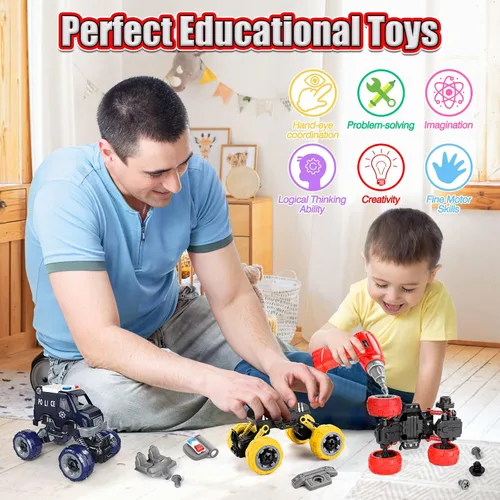 Miniatura 5 de LUDILO - Juguetes para niños de edades de 4 a 6, 5 a 7, 6 a 8: Juego de 4 vehículos urbanos para armar tu mismo: bus, ambulancia, patrullero