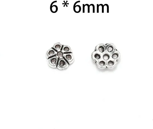 Miniatura 3 de 100 unidades/lote de tapas de cuentas de 0.236 pulgadas para joyas, receptáculo de extremo, ahuecado, toro de flores, bricolaje, espaciado