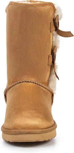 Miniatura 2 de KRABOR Womens Suede Snow Boots Mid-Calf Winter Shoes with Side Bows