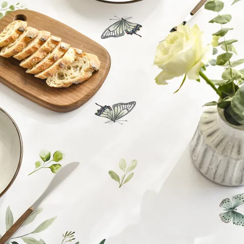 Miniatura 5 de Horaldaily Mantel rectangular de primavera y verano de 52 x 70 pulgadas, mantel floral de eucalipto para decoración de fiestas, pícnic, cenas