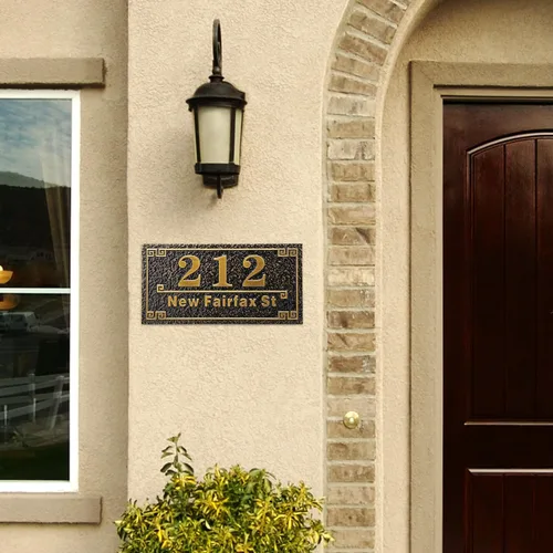 Miniatura 6 de Placa personalizada de dirección de casa de 12 pulgadas, números fundidos para exteriores, placa de señal de dirección personalizada con nombre