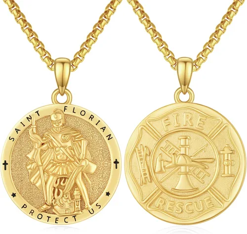 Miniatura 477 de Collar con colgante de plata de ley 925 con medalla de San Patrón, joyería religiosa para hombres y mujeres, con cadena de acero inoxidable 316L