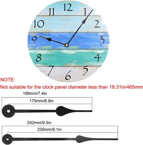 Miniatura 3 de HILLHOME Mecanismo de Movimiento de Reloj de Pared de Cuarzo DIY de Eje en I de Alto Torque con Manecillas Tipo Pala de 9.1 Pulgadas de Largo