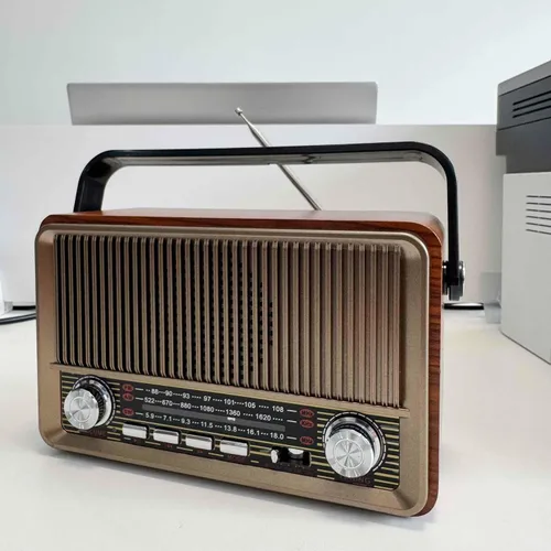 Miniatura 5 de Radio AM/FM retro con altavoz y función de reproducción de TF/USB, radio de diseño vintage con dial de sintonización grande, batería de larga
