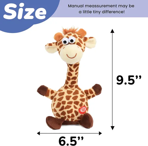 Miniatura 2 de Hopearl Talking Giraffe Repeats What You Say Shaking Head Juguete eléctrico interactivo animado de peluche para niños pequeños, 9.5 pulgadas