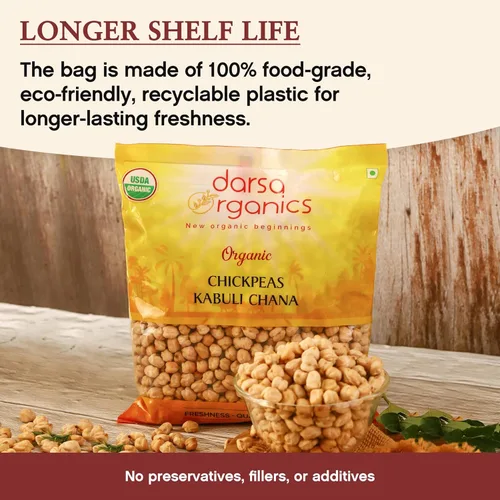 Miniatura 8 de Darsa Organics Garbanzo Frijoles Garbanzos 2 libras, garbanzos secos certificados orgánicos por USDA para hummus y curry, Kabuli Chana Dal, vegano