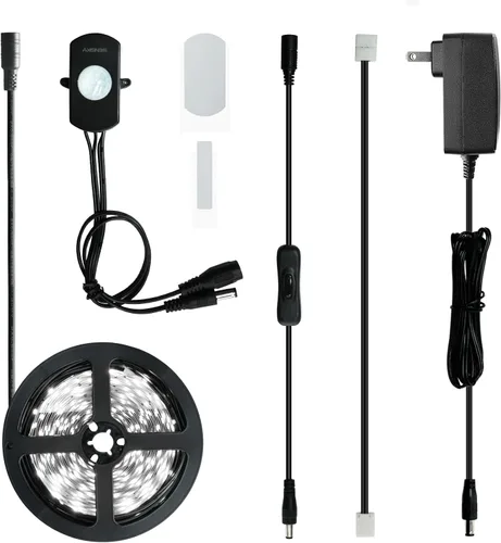 Miniatura 9 de Sensky Kit de iluminación LED regulable con sensor de movimiento PIR para debajo del gabinete, luz LED extensible debajo del mostrador con sensor