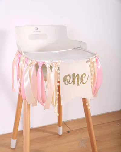 Miniatura 3 de WAOUH Cartel para silla de bebé niña, pancarta rosa para decoración de primer cumpleaños, accesorio para fotos de pastel, letrero de cumpleaños