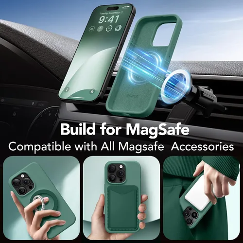 Miniatura 767 de GONEZ Funda de silicona para iPhone 15 Pro Max, compatible con Magsafe, protector de cámara + protector de pantalla, forro de microfibra suave
