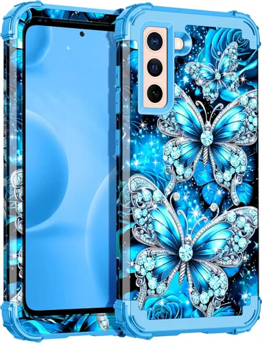 Casetego Funda compatible con Galaxy S21 5G, tres capas, resistente, a prueba de golpes, protección completa, policarbonato duro y TPU suave para