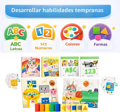 Miniatura 7 de TOYVENTIVE Libros educativos, tarjetas flash y rompecabezas: regalos de cumpleaños para niños de 1, 2, 3 y 4 años, juguetes de aprendizaje