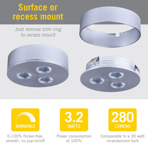 Miniatura 2 de Armacost Lighting TriVue 223310 - Luz de disco LED regulable, color blanco brillante (4000 K) con acabado de aluminio plateado