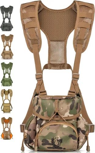 Miniatura 13 de Arnés para binoculares – Aparejo ligero de caza con bolsa de telémetro, sistema MOLLE arnés bino para caza de arco, mochila táctica para hombres
