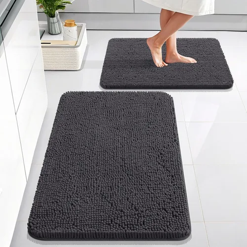 Miniatura 37 de OLANLY Juego de alfombras de baño de 2 piezas, alfombras de baño de chenilla suave y absorbente y alfombra de contorno en forma de U para inodoro
