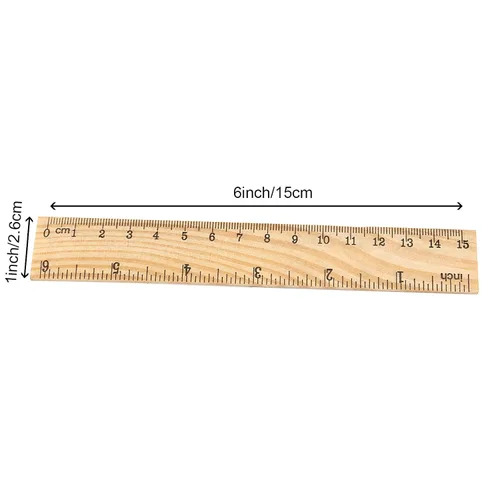 Miniatura 2 de 144 reglas de madera de 6 pulgadas, 5.9 in, 2 escalas de madera precisa, herramienta de medición de madera de doble cara para estudiantes