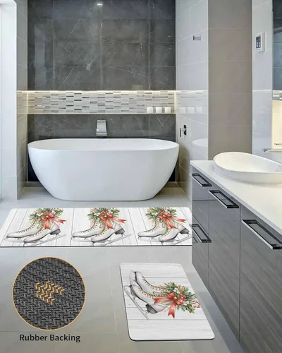 Miniatura 5 de Tapete de baño de Navidad para bañera, antideslizante, de secado rápido y absorbente, tierra de diatomeas, fregadero, dormitorio, cocina, lavable