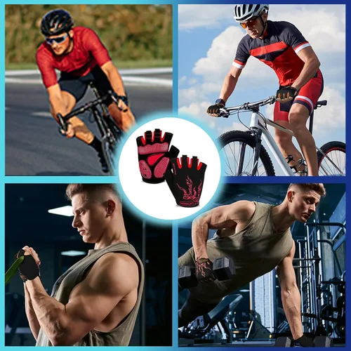 Miniatura 5 de MOREOK - Guantes para bicicleta de montaña (MTB) y ciclismo de descenso (DH), para hombres, de medio dedo, con almohadilla de gel que absorbe
