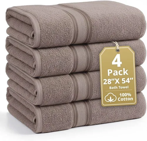 Miniatura 86 de Lane Linen Juego de 4 toallas de baño de 100 % algodón (35 x 66 pulgadas), juego de toallas de baño extragrandes de algodón sin torsión, secado Gris