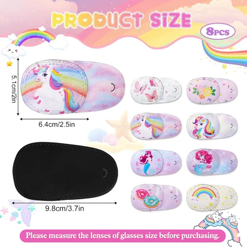 Miniatura 3 de 8 parches de ojos para niños y niñas, parche para ojos para gafas sobre la lente, parche reutilizable de dibujos animados para niños pequeños