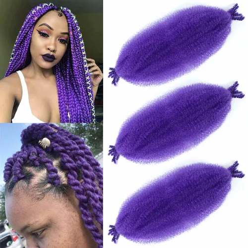 Miniatura 7 de Cabello afro trenzado elástico color marrón claro de 16 pulgadas, paquete de 3 T27, cabello afro preesponjado y trenzado elástico, cabello afro