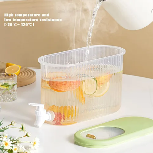 Miniatura 9 de Dispensador de bebidas de 3.5L/1 galón, hervidor frío con grifo, dispensador de jarra de agua duradero de plástico para refrigerador, cubo