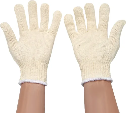 Miniatura 7 de Guantes de seguridad de algodón blanco para barbacoa, guantes de trabajo a la parrilla, guantes de trabajo para hombres y mujeres, algodón de punto