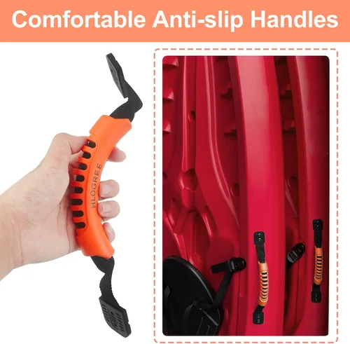 Miniatura 7 de HLOGREE Paquete de 2/4 asas para kayak, mango de transporte de kayak con remaches, asas de repuesto para kayak, asas de kayak para Naranja - 4 asas