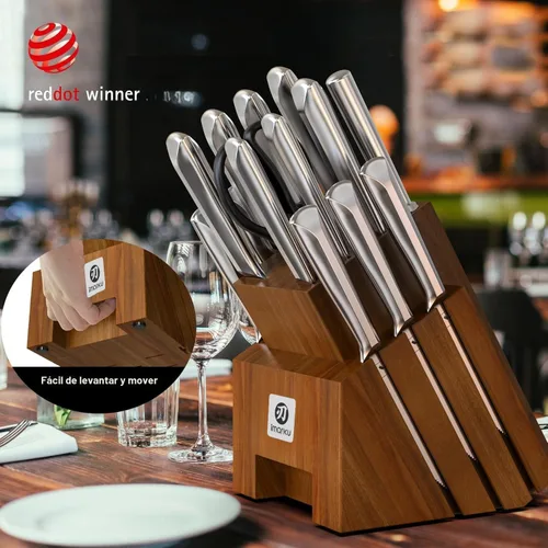 Miniatura 4 de imarku Juego de cuchillos de cocina de acero inoxidable de alto carbono con bloque de cuchillos ultra afilados, juego de cuchillos japoneses