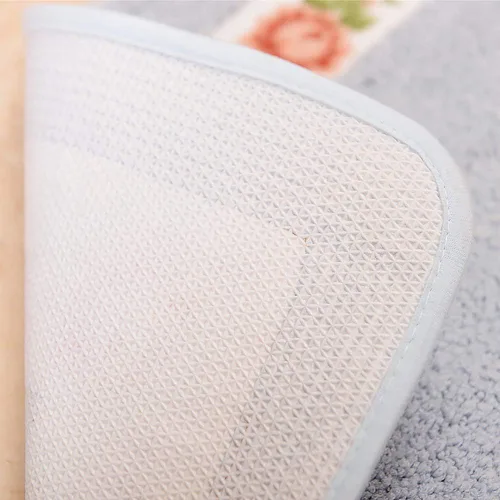 Miniatura 2 de vctops Elegante tapete de baño con diseño de rosas y flores, tapete de bienvenida para cocina, suave, antideslizante, absorbente, azul, 18 x 30